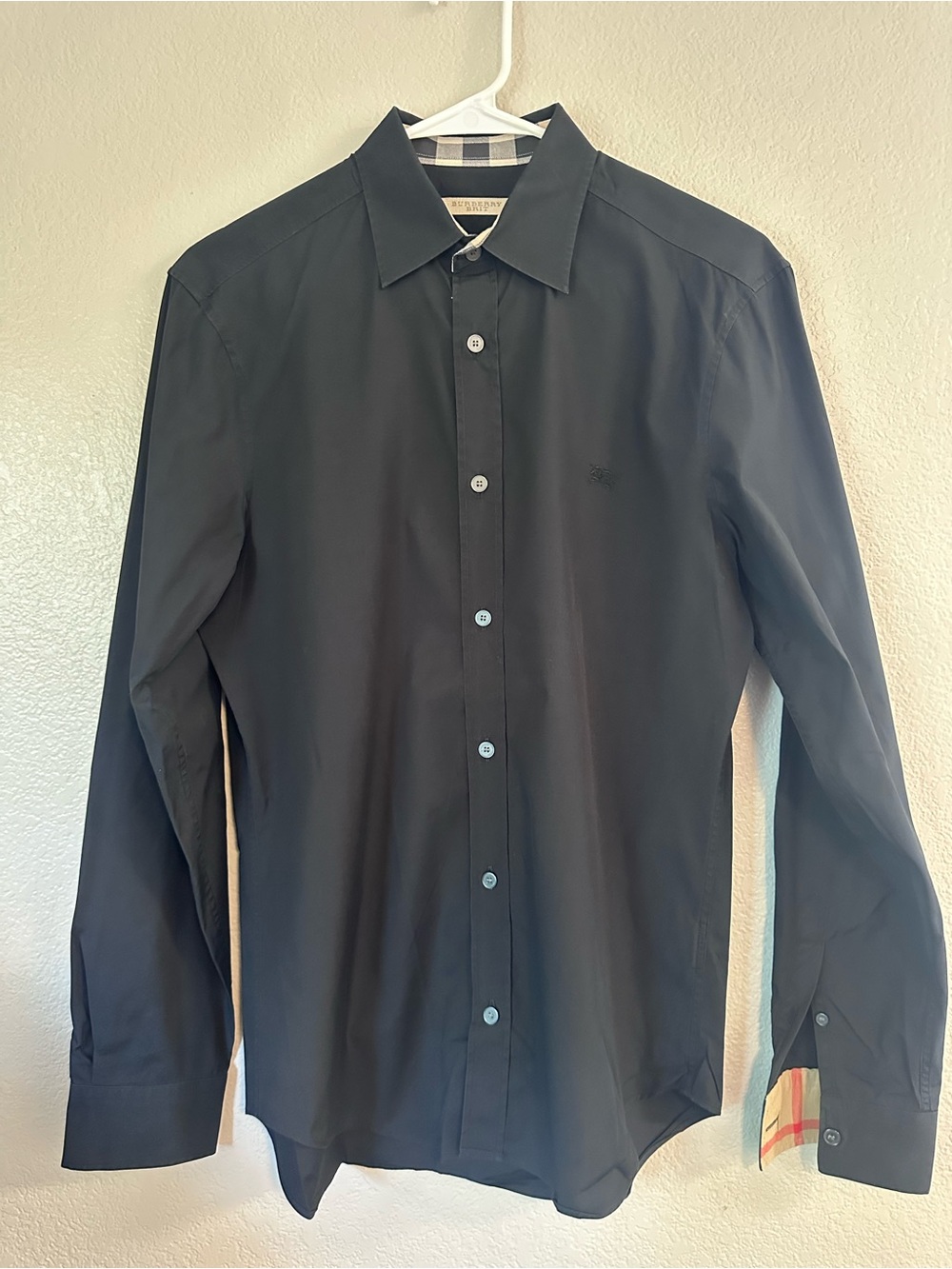 Burberry Men's Black Long-Sleeve Button-Up Shirt Size S